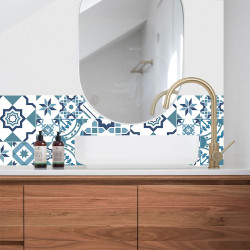 Lot de 2 crédences PVC salle de bain Liv Bleu 30x60 cm