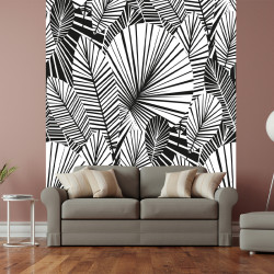 Papier peint adhésif panoramique Tropical Art Déco Noir
