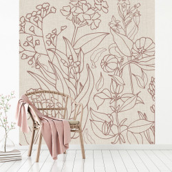 Papier peint adhésif panoramique Flora Rose
