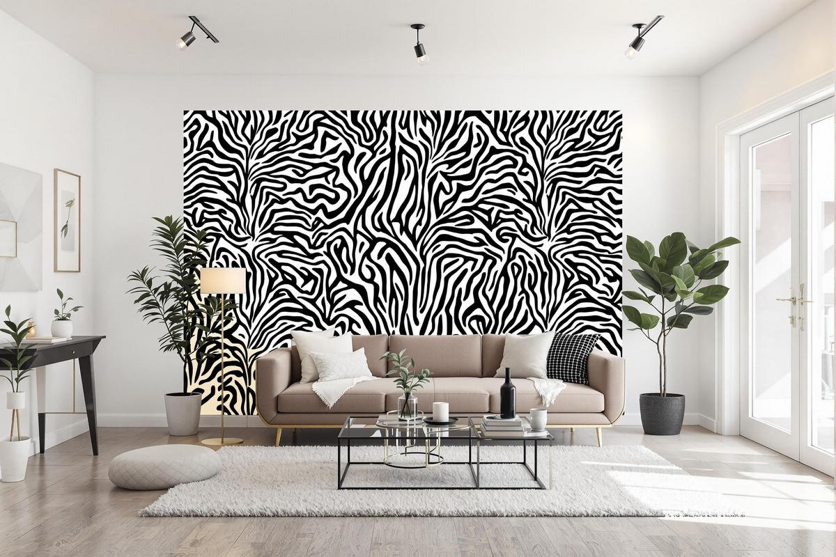 Papier peint panoramique zèbre et animaux adhésif.jpg