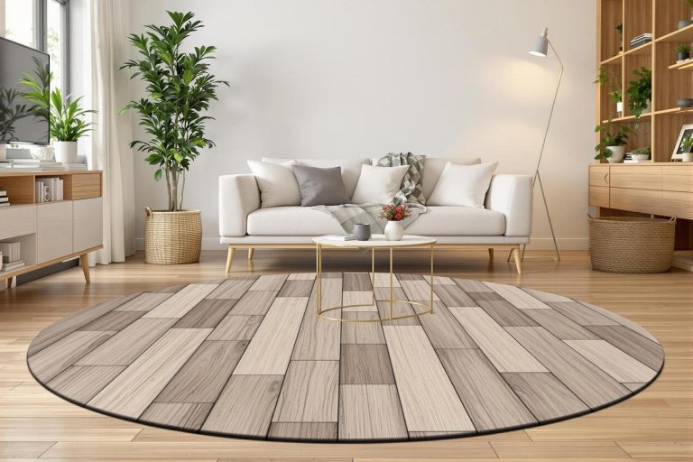 Tapis vinyle imitation bois rondin de bois.jpg